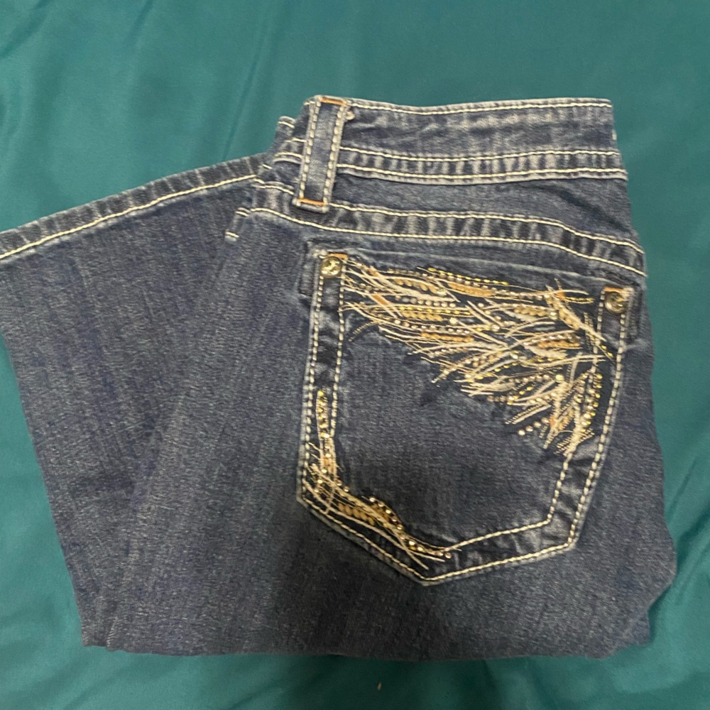 Embroidered Blue Denim Jean shorts miss mes